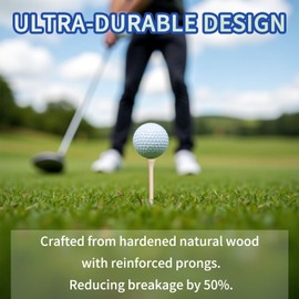 ounil Premium Wooden Golf Tees – 100 Pack, Professional Natural Wood Golf Tees for All Clubs, 3-1/4 inch Golfing Tees Golf Accessories with Smooth Surface Reduce Side Spin and Friction