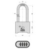 BASI Brass Combination Lock Shackle Height 58 mm Individually Adjustable