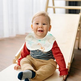 CATOR Pack of 2 Baby Bibs with Press Stud, Soft Absorbent and Waterproof Neckerchiefs, Drool Bibs, Burp Cloths Baby with Press Stud for Baby Boys and Girls Toddlers