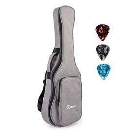 Kmise Ukulele Gig Bag Soft Carry Case Double Strap with 3 Picks, lightgrey, Backpack