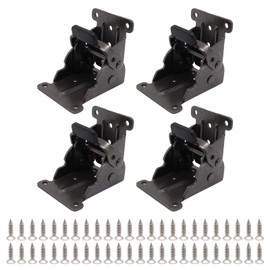 GDFYMI Heavy Duty Folding Brackets, Self Locking Folding Table Leg Bracket Workbench Support Legs Hinges with Screws (4 Pcs, Black)