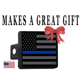 Rogue River Tactical Subdued Thin Blue Line Flag Trailer Hitch Cover Plug US Blue Lives Matter Police Officer Law Enforcement