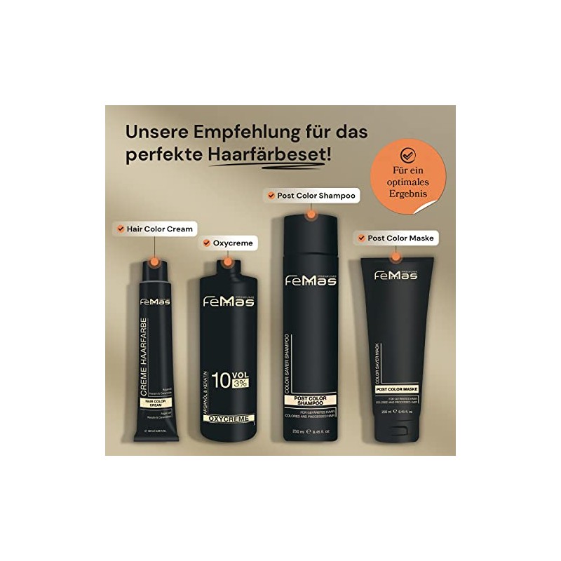 FemMas Haarfarbe Mittelblond Amber Kupfer 7.84 I Professionelle Creme Haarfarbe