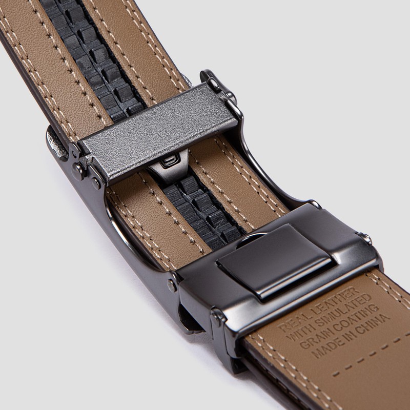 Acewin Men's Leather Belt, Automatic Work Belt, Adjustable, Width 35