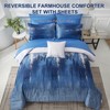 Dinjoy Ombre Blue Comforter Set Full Size Reversible Gradient Blue