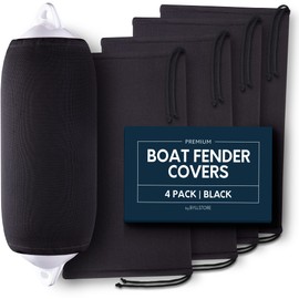 Byllstore Boat Fender Covers | Several Size Options Available | Black & Navy Blue | 1, 2 & 4-Pack | Polyester (4-Pack, Black, 6″ x 18″)
