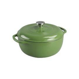 Lodge 6 Quart Enameled Cast Iron Dutch Oven with Lid – Dual Handles – Oven Safe up to 500° F or on Stovetop - Use to Marinate, Cook, Bake, Refrigerate and Serve – Spruce