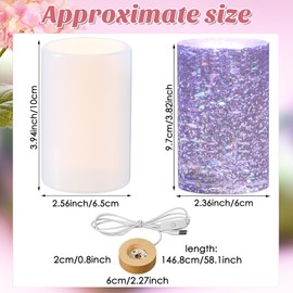 Honoson 3 Pieces Cylinder Light Resin Silicone Mold Set, Include Resin Mold and USB Powered Wooden Lighted Base Stand for DIY Table Candle Desktop Lamp Ornaments(2.5 x 4 Inches)