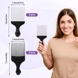 Classicseali Pick Hair,4 Pack Hair Pick for Black Men,Perfect Hairs Picks for Curly Hairs,Durable Plastic Picks Comb with 2 Different Comb Teeth for Effortless Styling and Detangling