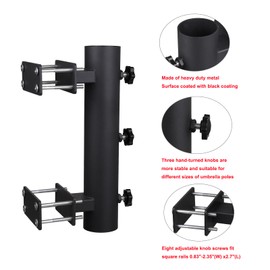 Wdwlbsm Patio Umbrella Holder Outdoor Deck Mount Umbrella Holder Heavy Duty Umbrella Clamp Hand-Turn Knob Umbrella Base Stand for Deck Railing, Fences，Docks, Courtyard Balcony, Patios