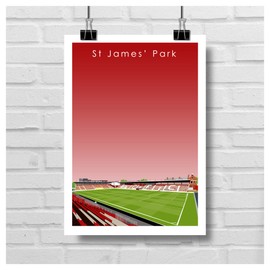 GroundDesigns EXETER CITY FC Football Gift ST JAMES' PARK Stadium Art Unframed A3 Print ECFC