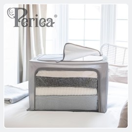 Periea Oxford Cloth Steel Frame Storage Boxes - Under-Bed or in Closet - Pack of 2 Medium Organizers (Leopard)