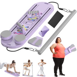 5 in1 Pilates Sliding Reformer Board – Compact Foldable Pilates Reformer Set for Home Gym, Full Body Fitness