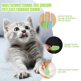 2 PCS Cat Tongue Comb Cat Tongue Brush Cat Chin Brush Double Sided Cat Grooming Brush Multifunctional Pet Ice Cream Massage Comb for Shedding for Cat Dog Bunny Cat Comb for Removing Loose Hair