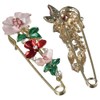 Uniquer 6Pcs Crystal Flower Safety Pins Brooch Clip Clasp Pin
