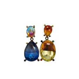 Betsey Johnson Love Fest Rainbow Crystal Gemstones Dangle Earrings