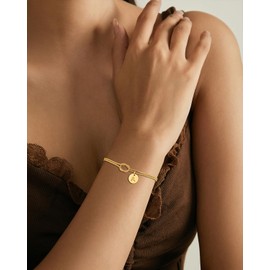 LINY Gold Initial Knot Bracelets for Women Celtic Knot Bracelet Letter Forever Love Infinity Jewelry Gifts for Women Her Lover Bridesmaids Friends (M)