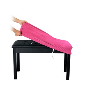 SINOSSO Soft Velvet 2-Person Piano Bench Cover, (27.5"- 36.5") L x (12"- 16") W Rectangle Stretch Washable Stool Upholstered Protector Slipcover, (M, Hot Pink)