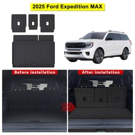 SANBAN-AXE Cargo Liner for 2025 Ford Expedition Max & Lincoln Navigator L - All - Weather Back Seat Cover and Trunk Cargo Mat, Expedition Accessories (Backrest + Trunk Mat, Max/L Only)