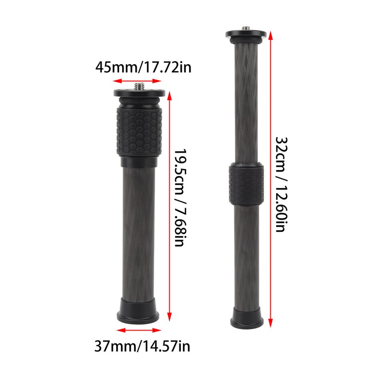 Tripod Extension Pole 2 Section Telescopic Carbon Fiber Tripod Extension