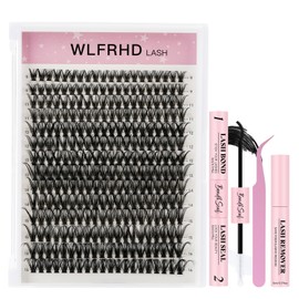 Eyelash Cluster Set, 280 Pieces Eyelash Cluster 40D DIY Individual Eyelashes Natural Eyelash Extension Kit with Eyelash Glue and Seal, Eyelash Remover and Tweezers (40D Mix9-16mm Set)