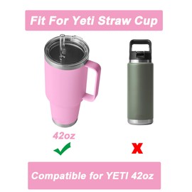 Dasezsdt Straws for YETI 42oz Tumbler, 6pcs Transparent Tritan Reusable Drinking Straws with 2 Brushes