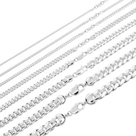 Solid 925 Sterling Silver Miami Cuban Link Chain - 2-12mm 18-30"- Great Men's Or Ladies Heavy Necklace For Pendants - Italy Made (18, 3.5mm)