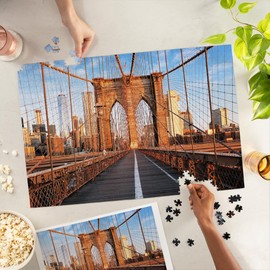 Lantern Press 1000 Piece Jigsaw Puzzle, New York City, NY, Brooklyn Bridge at Sunrise