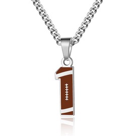 ZRAY Silver Stainless Steel Football Number Necklace, Unisex Jewelry with 22+2inch Chain, Inspirational Sport Gift for Men and Women