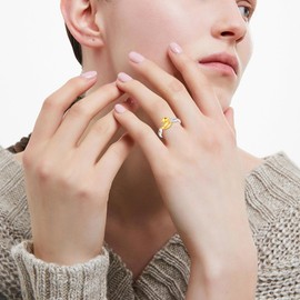 CRMAD Duck Rings for Women Sterling Silver Duck Ring Cute Animal Jewelry Gift for Women (duck-size7)