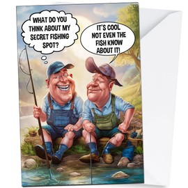 Secret Fishing Spot Birthday Cards for Men - Humour Card, A5 Size 14.8cm x 21cm