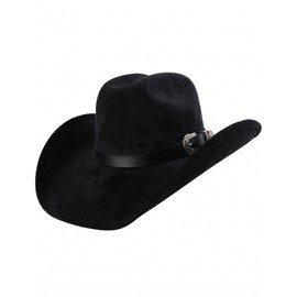 FABELLINO Sombrero Texana Chihuahua Gamuza Retro Vintage Hombre Mujer Elegante Hebilla 262 (MX/US, Alfa, Grande, L, Negro)