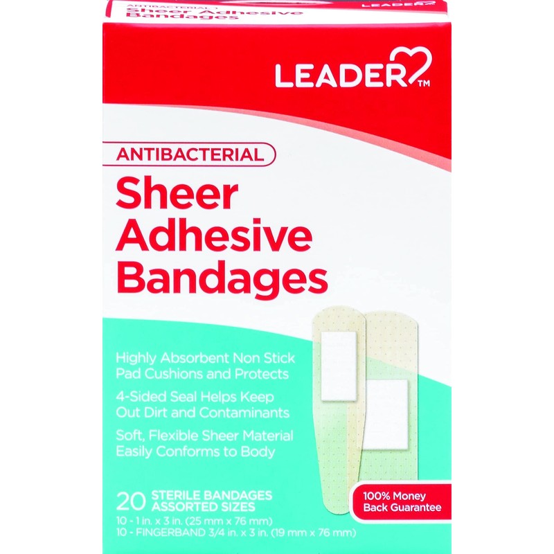 Leader Sheer Adhesive Bandages, Packs ofBlends with Skin, Helps Prevent