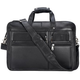 Polare 17'' Napa Leather Briefcase Laptop Attache Case Messenger Bag For Men Fits 15.6'' Laptop