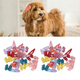 32Pcs Pet Hair Clips, Puppy Dogs Hair Barrettes Bows with Metal Clips Pet Hair Barrettes Dog Hair Accessories Clip Pet Grooming Products Small Snap Hair Clips for Dog Cat Puppy Pet