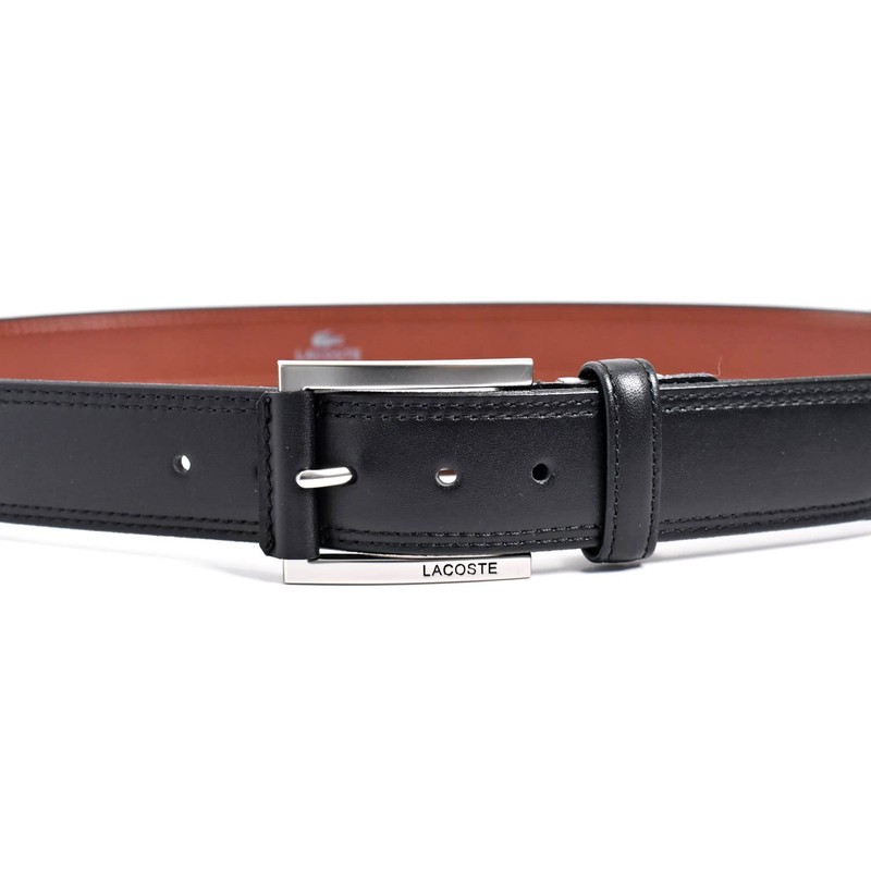 Lacoste LB67865 Men's Casual Belt, Cowhide Leather, Black