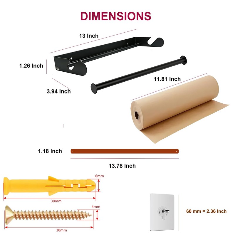 FanSiVoKe 12" Kraft Paper Dispenser Wall Mount, Butcher Paper Dispenser