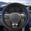 Blue Film Splicing Leather Steering Wheel Cover, Microfiber Leather, Anti-Slip,