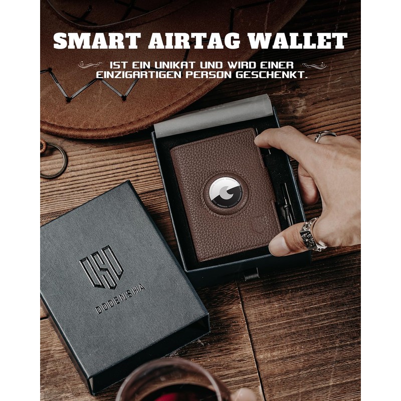 DODENSHA Pepple Airtag Wallet, Men's Wallet with Buttons, Smart Wallet