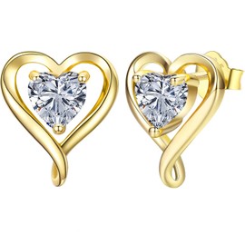 LAVUMO Sterling Silver Earrings for Women Silver Gold Rose Gold Stud Heart Earrings Set Hypoallergenic Jewellery for women Birthday Anniversary Christmas Valentine Gifts for Her