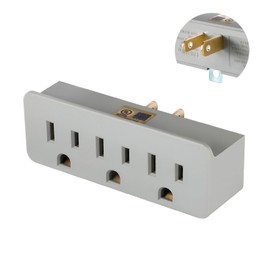 TENINYU Grounded Adapter 3-Prong to 2-Prong Triple Outlet Converter - UL Listed 3 Pin to 2 Pin Polarized Plug Extender Power Strip, Wall Plug Splitter with 3 AC Outlets (Grey Sage, 1 Pack)