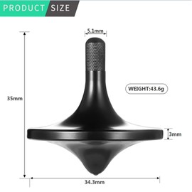 CHEETOP Stainless Steel Spinning Top, Premium Exquisite Perfect Balance Well Made Metal Desk EDC Little Fidget Toy, Spin Long Time Over 6 Minutes, Great Value (Black, Large Diameter 34mm)