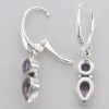 Amber America Facetted Oval Drop Purple AMETHYST Leverback Earrings 925