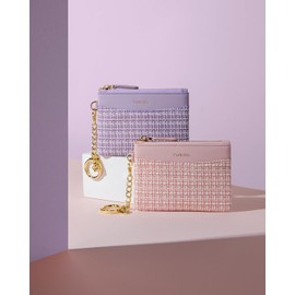 Vulkitty Small Coin Purses for Women with Key Ring Hoop Mini Zipped Change Pouch Slim Women's Wallet RFID Blocking Credit Card Wallet for Women in Rose