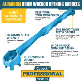 CoLuck 55 Gallon Drum Opener - Blue Aluminum Drum Barrel Wrench for 2" & 3/4" Bung Caps - 2 Pack