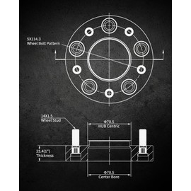 EVIL ENERGY 5x4.5 Wheel Spacers 1 inch Compatible for Ford Mustang 2015-2024, 5x114.3 mm Hubcentric with Lip 5 Lugs 70.5 mm Hub Bore M14x1.5 Studs Black