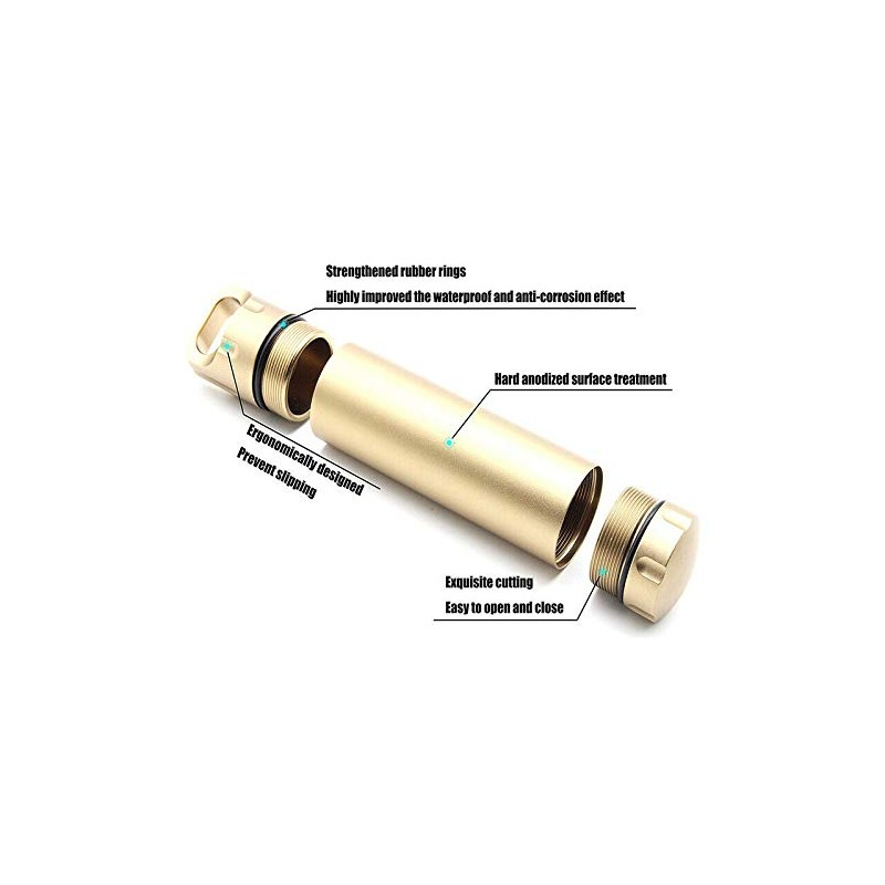 Survival Capsule Waterproof Seal Bottle Aluminum EDC Container Tank Survival