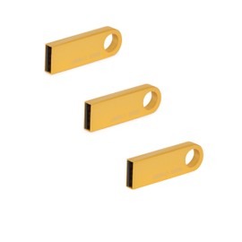 Triple Pack USB 2.0/3.0 Metal High-Speed Flash Drive - Fast Data Transfer Memory Stick for PC, Laptop, & File Storage (Gold, 64, GB)