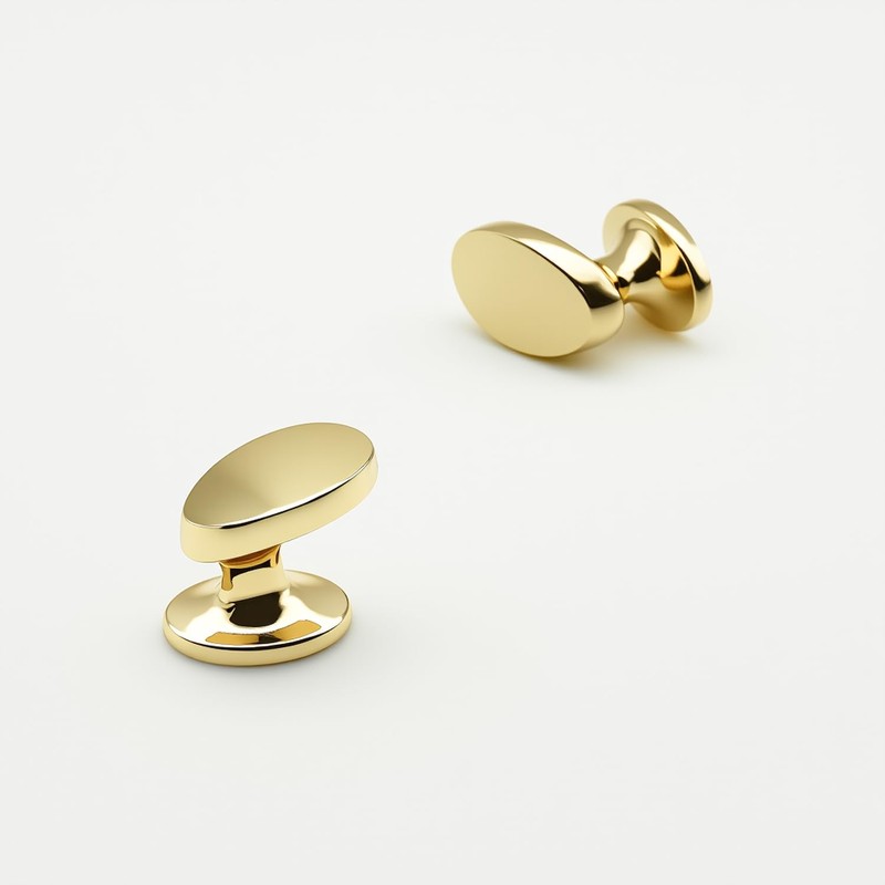 FURFITT 10 Pack Polished Gold Cabinet Knobs Solid Zinc Alloy