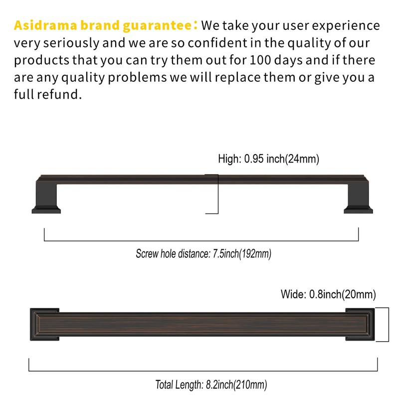 Asidrama 10 Pack 7.5 Inch(192mm) Oil Rubbed Bronze Kitchen Cabinet